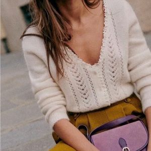 Sezane Maryam Cardigan Ecru Size S NWOT